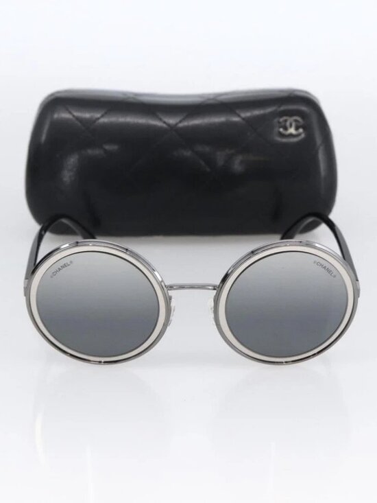 CHANEL Sunglasses metal Black CC Auth 166249V main image 7